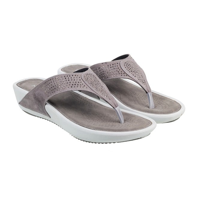 Mochi Women Grey Casual Slippers