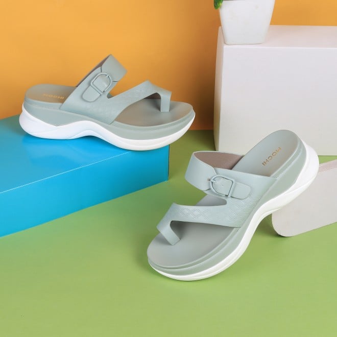 Mochi Women Light-Green Casual Slip Ons