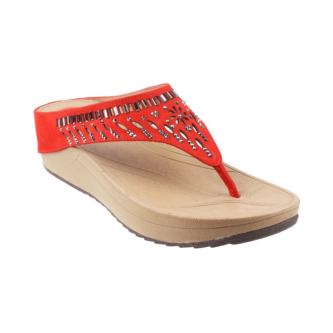 Mochi Women Red Casual Slippers