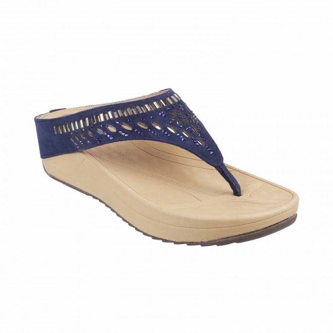 Mochi Women Blue Casual Slippers