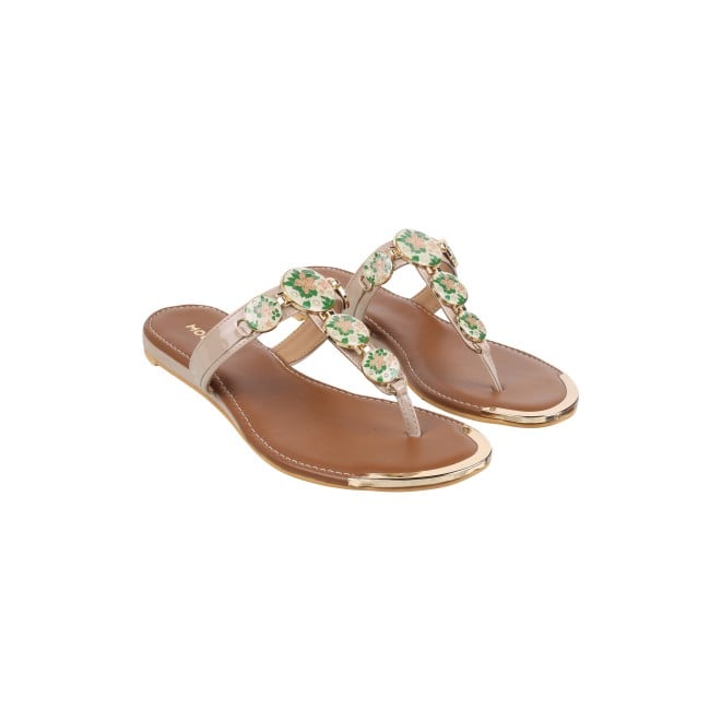 Mochi Women Beige Casual Slippers