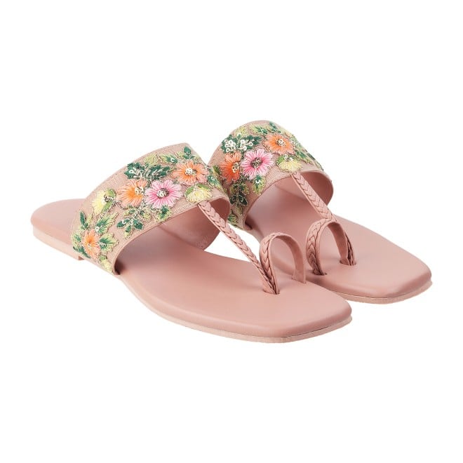 Mochi Women Pink Ethnic Slip Ons