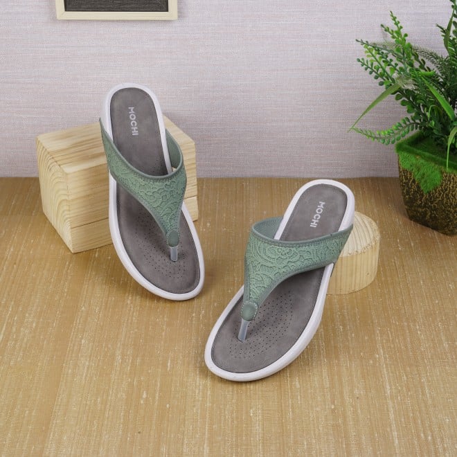 Mochi Women Light-green Casual Slippers