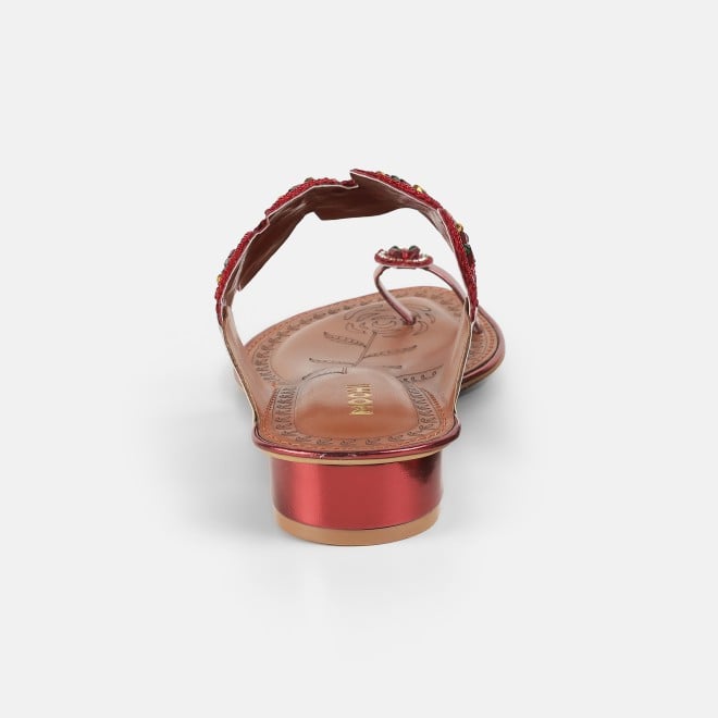 Mochi Women Maroon Ethnic Slip Ons (SKU: 32-781-44-36)