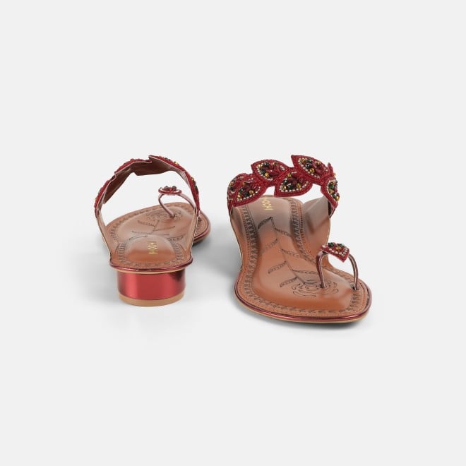 Mochi Women Maroon Ethnic Slip Ons (SKU: 32-781-44-36)