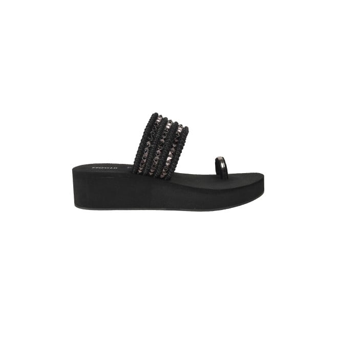 Mochi Women Black Ethnic Slip Ons (SKU: 32-816-11-36)