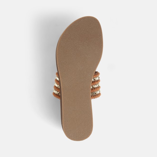 Mochi Women Tan Ethnic Slip Ons (SKU: 32-816-23-36)