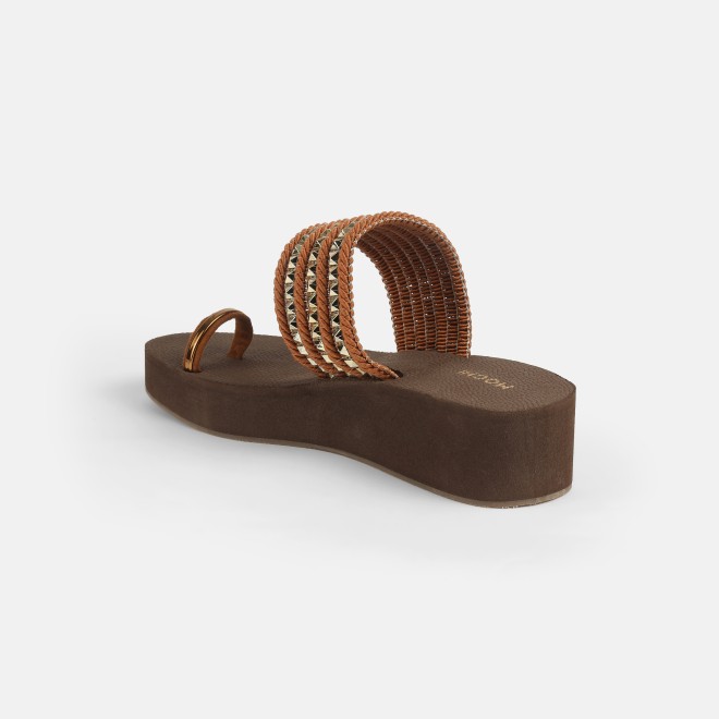 Mochi Women Tan Ethnic Slip Ons (SKU: 32-816-23-36)