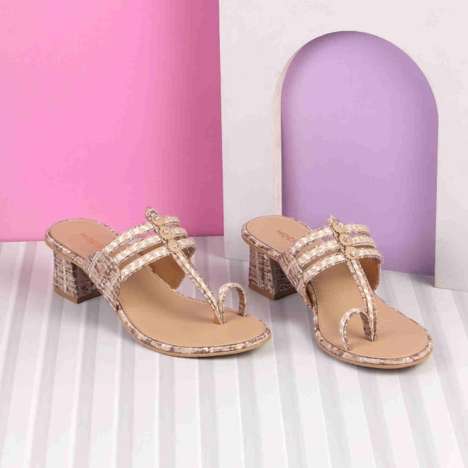 Mochi Women Beige Ethnic Kolhapuris (SKU: 32-821-20-37)