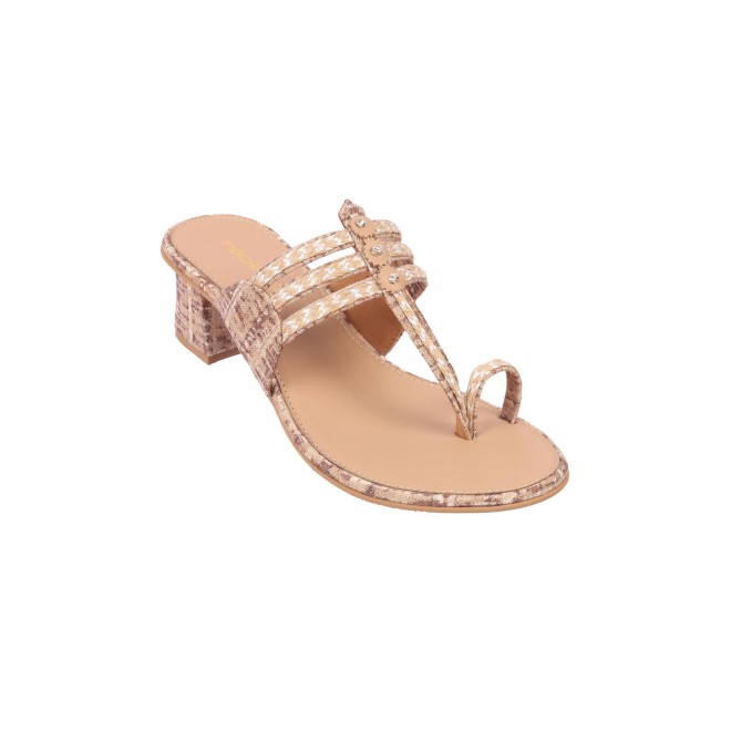 Mochi Women Beige Ethnic Kolhapuris (SKU: 32-821-20-37)