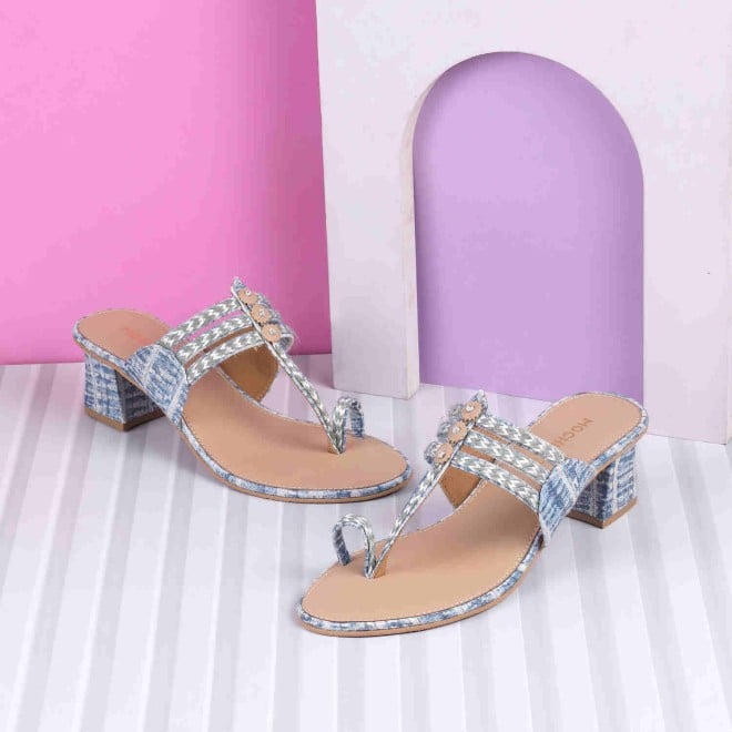 Mochi Women Blue Ethnic Kolhapuris (SKU: 32-821-45-37)