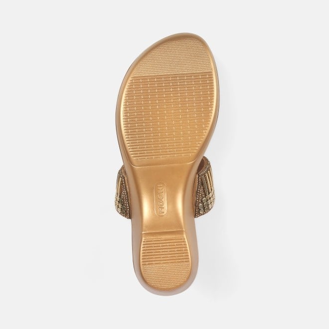 Mochi Women Antic-gold Ethnic Slip Ons (SKU: 32-845-28-36)