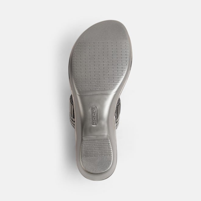 Mochi Women Gun-metal Ethnic Slip Ons (SKU: 32-845-29-36)