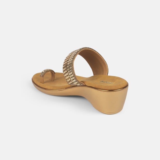 Mochi Women Antic-gold Ethnic Slip Ons (SKU: 32-845-28-36)