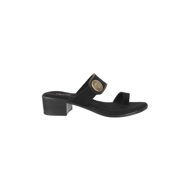 Mochi Women Black Ethnic Slip Ons (SKU: 32-854-11-36)