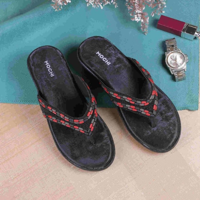 Mochi Women Black Casual Sandals