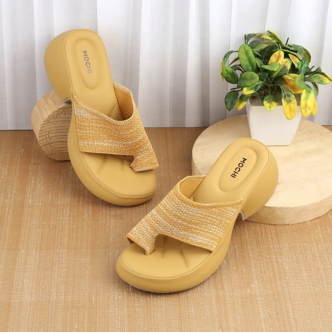 Mochi Women Yellow Casual Pumps