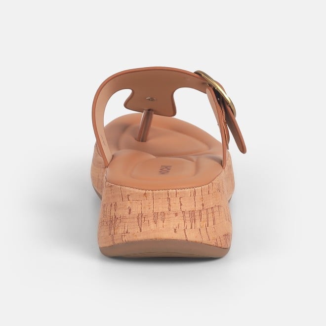 Mochi Women Tan Casual Slippers (SKU: 32-879-23-36)