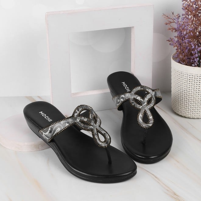 Mochi Women Black Casual Sandals