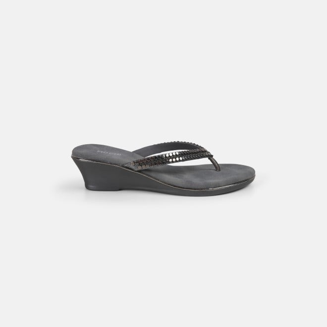 Mochi Women Gun-metal Casual Slippers (SKU: 32-901167-29-38)