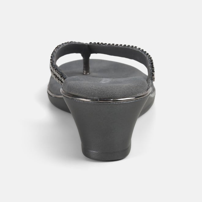 Mochi Women Gun-metal Casual Slippers (SKU: 32-901167-29-38)