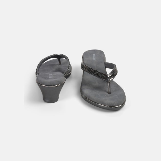 Mochi Women Gun-metal Casual Slippers (SKU: 32-901167-29-38)