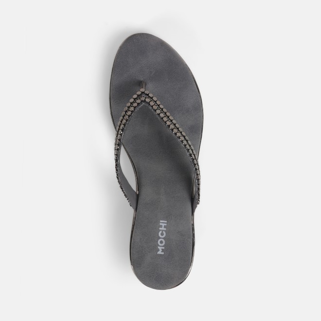 Mochi Women Gun-metal Casual Slippers (SKU: 32-901167-29-38)