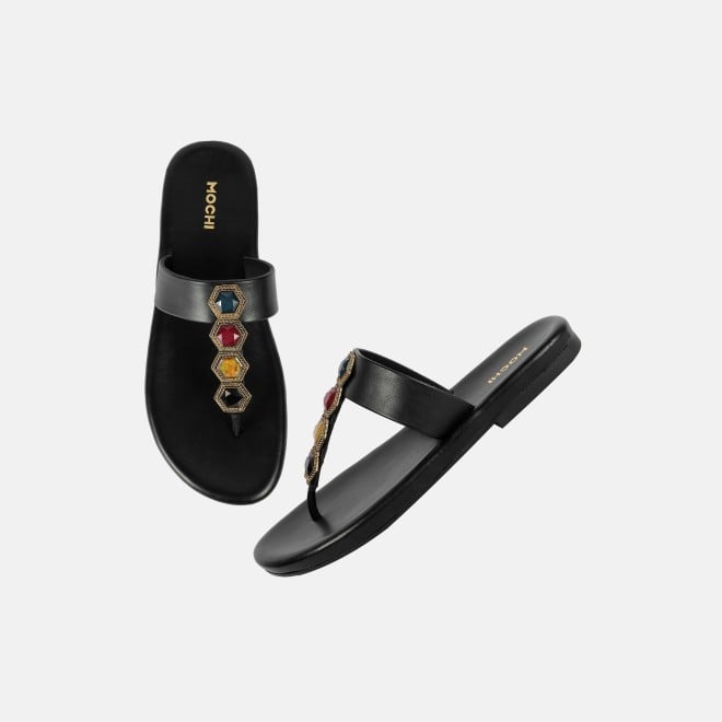 Mochi Women Black Ethnic Slippers (SKU: 32-901461-11-36)