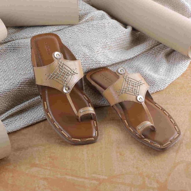 Mochi Women Brown Ethnic Kolhapuris (SKU: 32-932-22-37)
