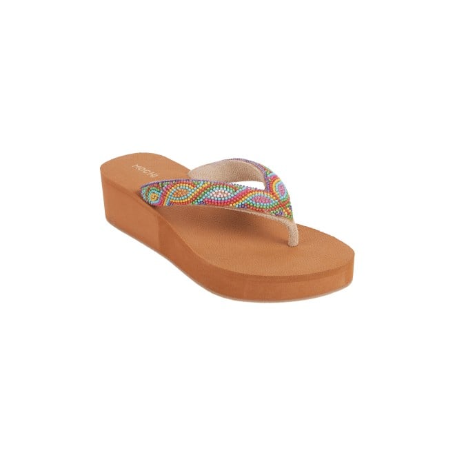 Mochi Women Beige Casual Slippers (SKU: 32-936-20-36)