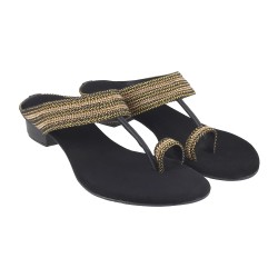 Women Black Ethnic Slip Ons