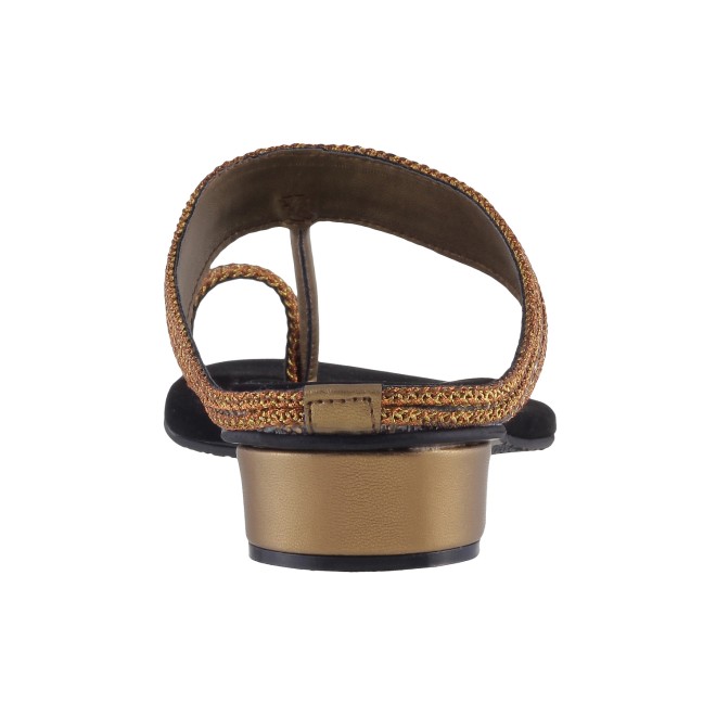 Mochi Women Antic-gold Ethnic Slip Ons (SKU: 32-9487L-28-43)