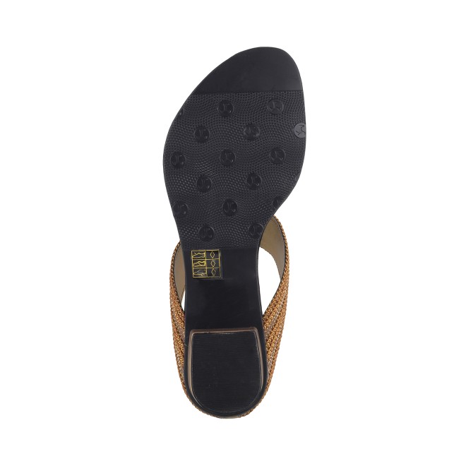 Mochi Women Antic-gold Ethnic Slip Ons (SKU: 32-9487L-28-43)