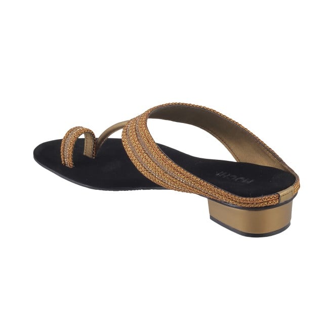 Mochi Women Antic-gold Ethnic Slip Ons (SKU: 32-9487L-28-43)