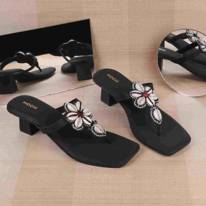 Mochi Women Black Casual Slippers