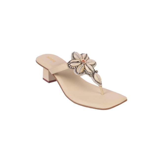 Mochi Women Beige Casual Slippers (SKU: 32-951-20-37)