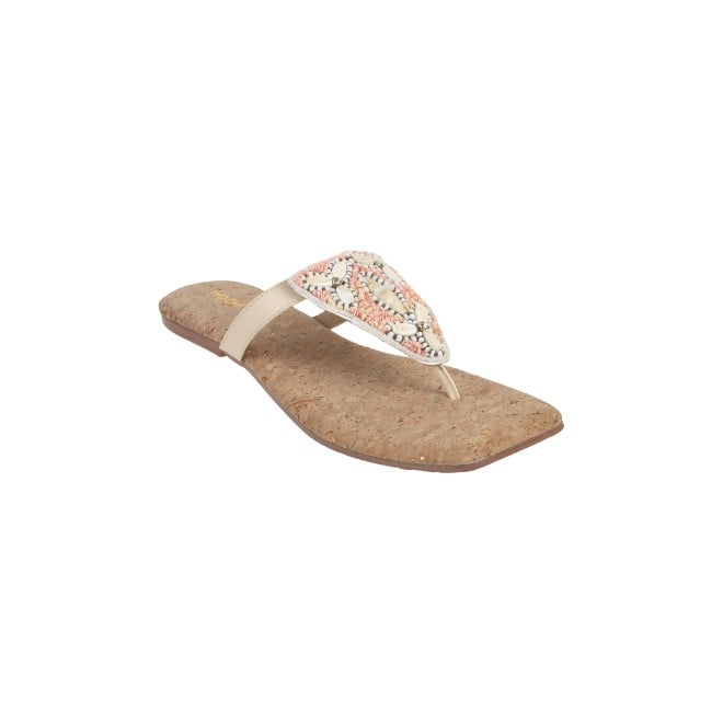 Mochi Women Beige Casual Slippers