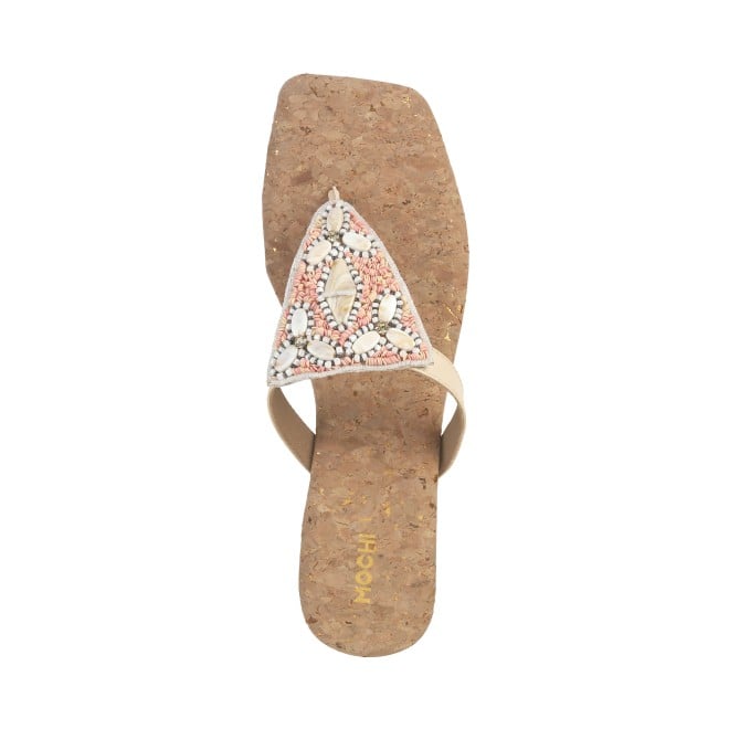 Mochi Women Beige Casual Slippers (SKU: 32-952-20-36)