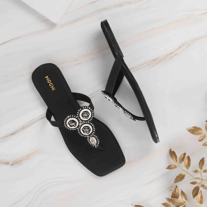 Mochi Women Black Casual Slippers (SKU: 32-954-11-37)