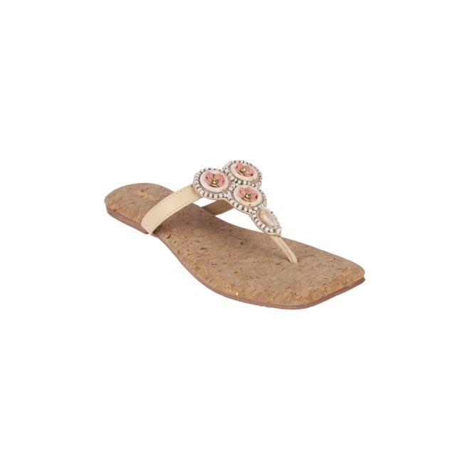 Mochi Women Beige Casual Slippers (SKU: 32-954-20-36)