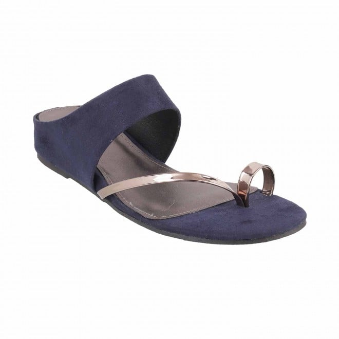 Mochi Navy-Blue Casual Slip Ons for Women