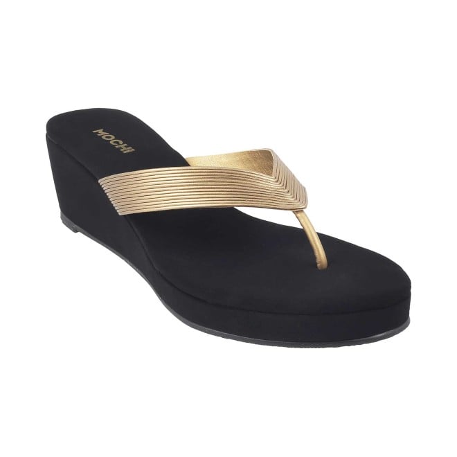 Mochi Antique-Gold Casual Slippers for Women
