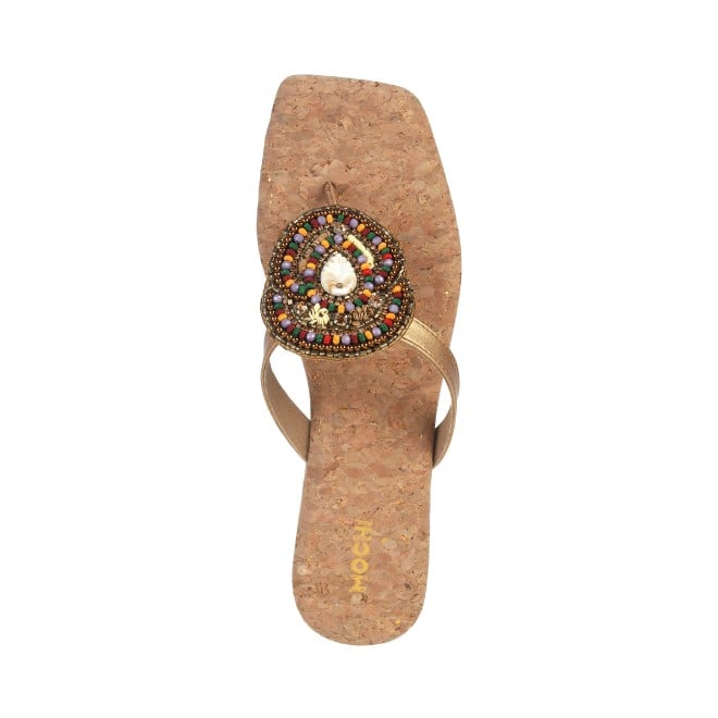 Mochi Women Antique-Gold Casual Slippers (SKU: 32-966-28-36)