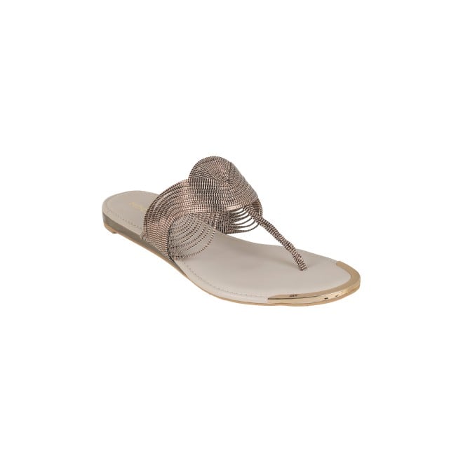 Mochi Women Gun-Metal Ethnic Slippers