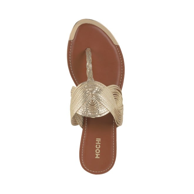 Mochi Women Gold Ethnic Slippers (SKU: 32-976-15-36)