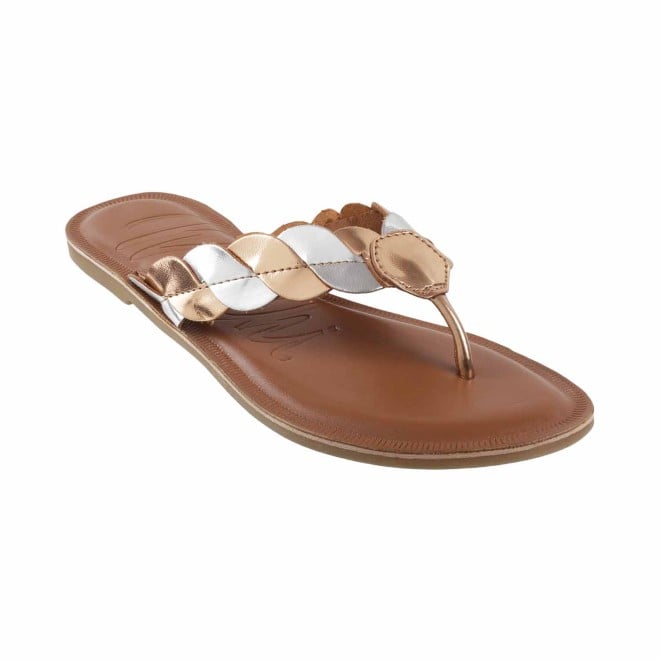 Mochi Gold Casual Slippers for Women