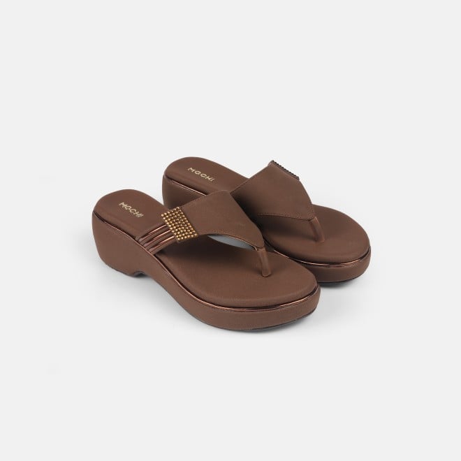 Mochi Women Brown Casual Slip Ons (SKU: 32-984-12-35)
