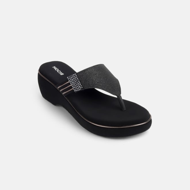 Mochi Women Black Casual Slip Ons