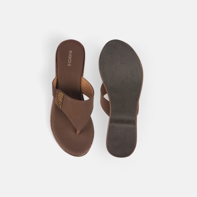 Mochi Women Brown Casual Slip Ons (SKU: 32-984-12-35)