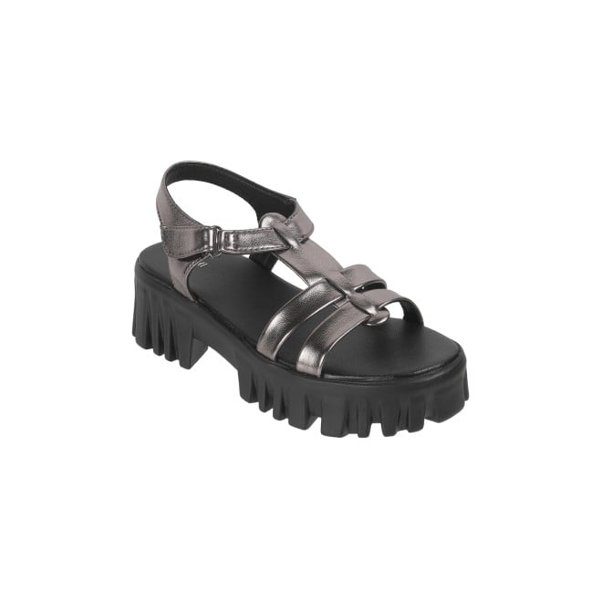 Mochi Women Gun-metal Casual Sandals (SKU: 33-1043-29-36)